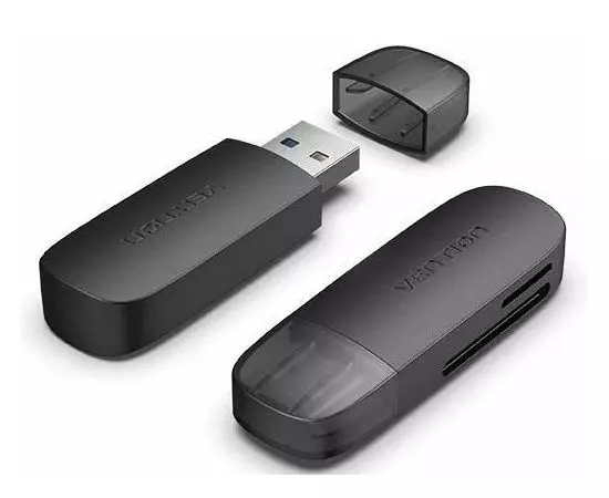 Картридер внешний USB3.0, Vention CLGB0 Black, черный