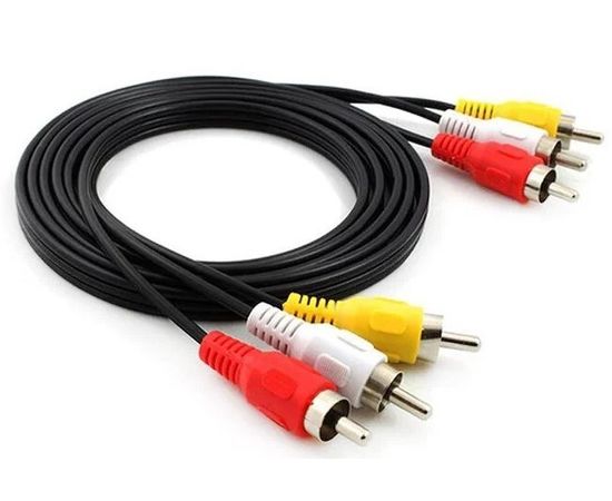 Кабель Audio/Video 3 RCA (m) -> 3 RCA (m), 3.0м (Atcom), черный (AT1004)