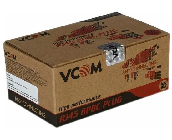 Коннектор RJ-45 (8P8C) FTP кат.5e, экранированный (VCOM) упак. 100 шт. цена за 100 шт (VNA2230-1/100), фото 2