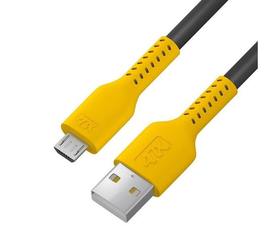 Кабель USB2.0 AM -> micro-BM, 0.5m (4PH) черный/желтый (4PH-R90063)
