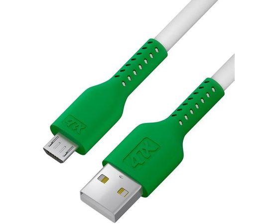 Кабель USB2.0 AM -> micro-BM, 1m (4PH) белый/зеленый (4PH-R90067)
