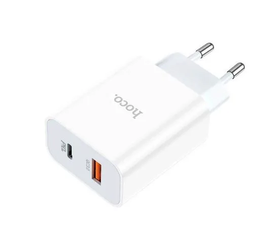 Зарядное устройство HOCO C97A, USB A + С, PD (20W), QC3.0, белый (6931474766076)