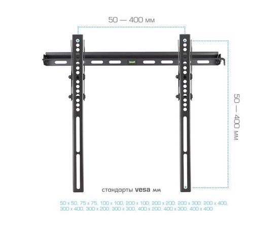 Кронштейн 22"-65" 1 ст. свободы, (Kromax, VEGA-12) черный, фото 4