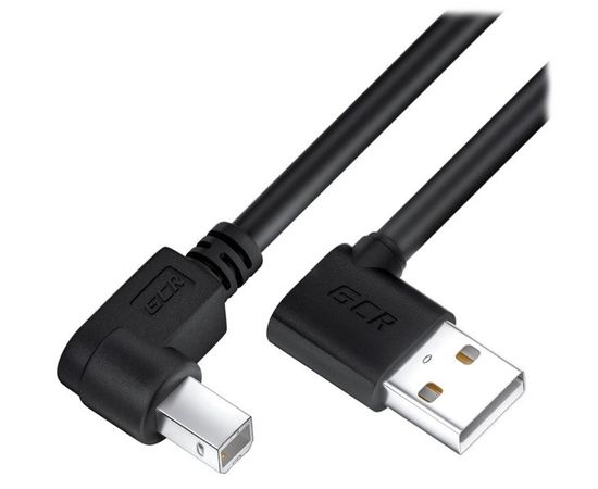 Кабель USB2.0 1m (Greenconnect) угловой, экран, черный (GCR-52515)