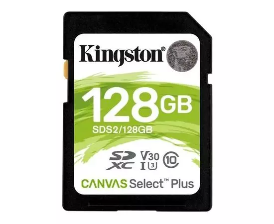 Карта памяти SDXC 128Gb class 10 UHS-I U3 V30 (Kingston Canvas Select Plus 100R) (SDS2/128GB)