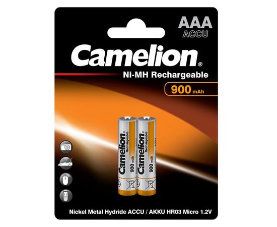 Аккумулятор (размер ААA, HR03) Camelion 900mAh - упаковка 2 шт, цена за 2шт (NH-AAA900BP2)