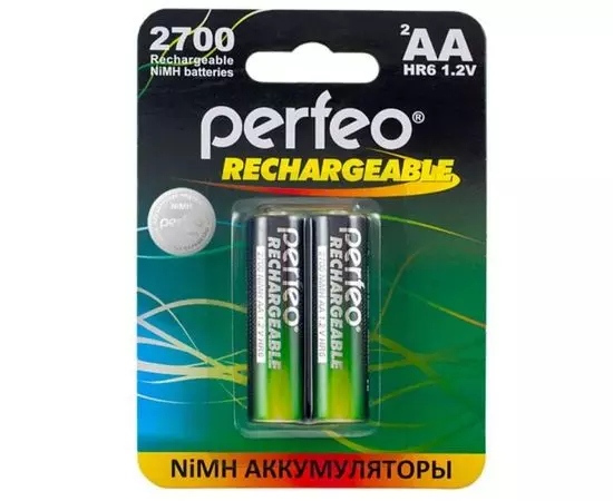 Аккумулятор (размер АА, HR06) Perfeo 2700mAh - упаковка 2шт, цена за 2шт (PFAA2700/2BL)