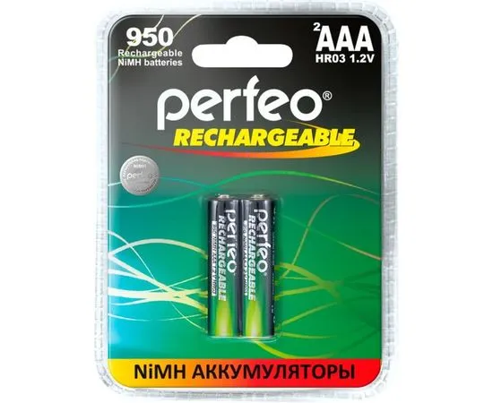 Аккумулятор (размер ААA, HR03) Perfeo 950mAh - упаковка 2 шт, цена за 2шт (PF AAA950/2BL PL)