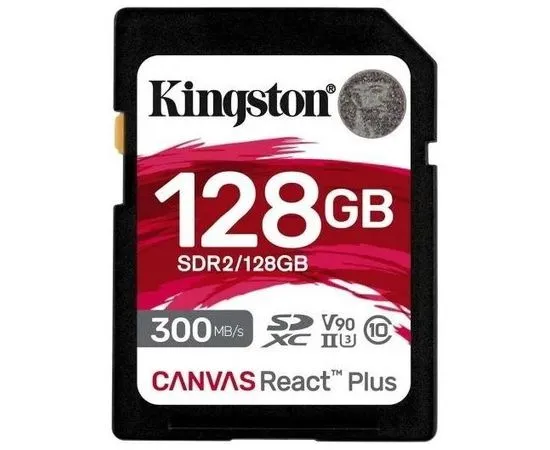 Карта памяти SDXC 128Gb class 10 UHS-II U3 V90 (Kingston Canvas React Plus) (SDR2/128GB)