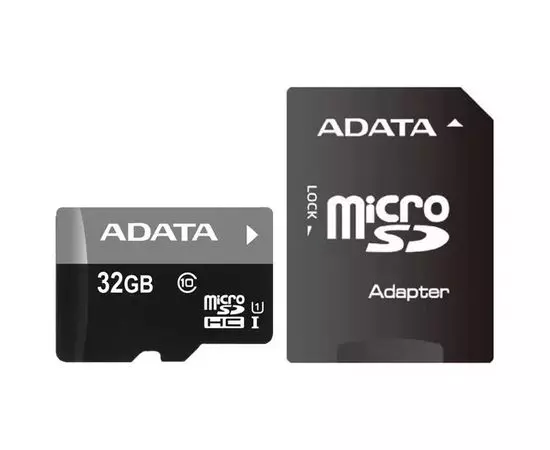 Карта памяти MicroSDHC 32GB Class 10 UHS-I + адаптер (ADATA) (AUSDH32GUICL10-RA1)