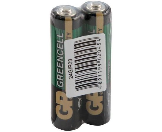 Батарейка (размер AAA, R03) GP R03 Greencell - упаковка 2шт, цена за 2шт (GP 24G-R03)