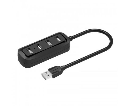 USB-разветвитель (хаб) USB HUB USB2.0 -> USB 2.0, 4 порта, Vention, черный (VAS-J43-B015)