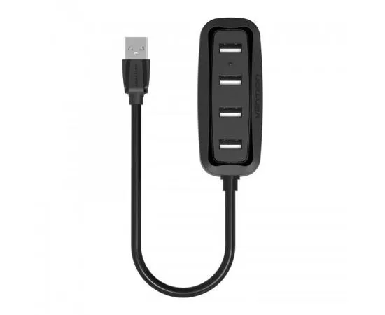 USB-разветвитель (хаб) USB HUB USB2.0 -> USB 2.0, 4 порта, Vention, кабель 1м, черный (VAS-J43-B100), фото 2