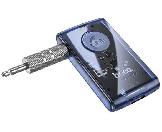 Беспроводной AUX адаптер для авто (ресивер) HOCO E66 Transparent, синий (6931474789068)
