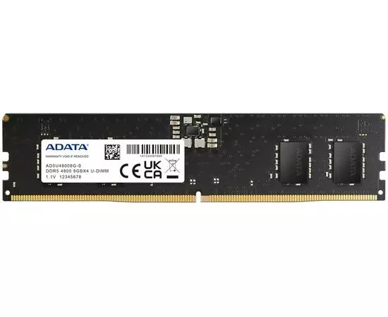 Оперативная память Adata 8Gb DDR5-4800MHz (AD5U48008G-S)