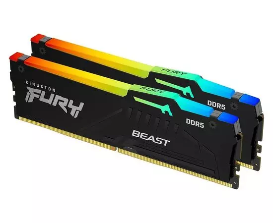 Оперативная память Kingston 2x16Gb DDR5-5600MHz Fury Beast Black RGB (KF556C40BBAK2-32), фото 2