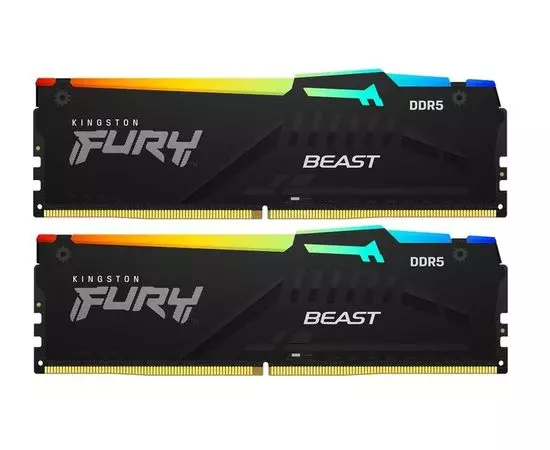 Оперативная память Kingston 2x16Gb DDR5-5600MHz Fury Beast Black RGB (KF556C40BBAK2-32)
