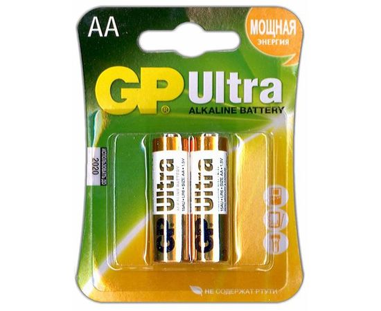 Батарейка (размер AA, LR6) GP LR6/2BL Ultra - упаковка 2шт, цена за 2шт (GP 15AU-CR2)