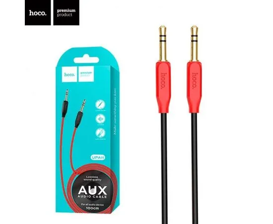 Кабель Audio AUX 3.5мм (m) -> 3.5мм (m) 1м, (HOCO) UPA11, черный (6957531079293)