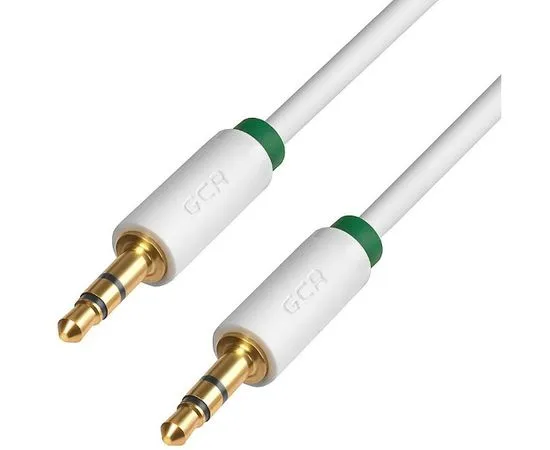 Кабель Audio AUX 3.5мм (m) -> 3.5мм (m) 1.5м, белый, зеленая окантовка (Greenconnect) (GCR-AVC1662-1.5m)