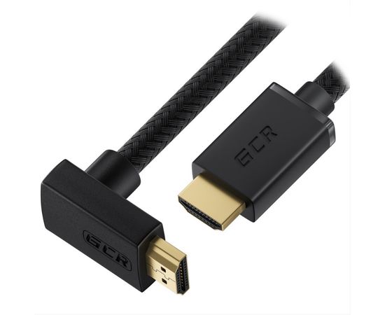 Кабель HDMI 2m, v2.0, позол.разъемы, УГЛОВОЙ, черный, в оплетке (Greenconnect) (GCR-53293)