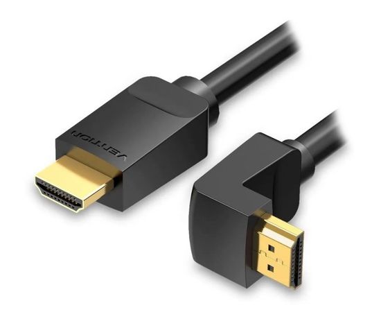Кабель HDMI 2m v2.0 (Vention) черный, УГЛОВОЙ разъем (AAQBH)