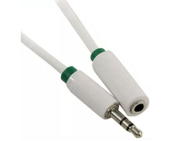 Кабель Audio удлинитель 3.5мм (m) -> 3.5мм (f) 3м, белый, зеленая окантовка (Greenconnect) (GCR-STM1662-3.0m)