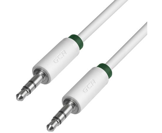 Кабель Audio AUX 3.5мм (m) -> 3.5мм (m) 3м, белый, зеленая окантовка (Greenconnect) (GCR-AVC1662-3.0m)
