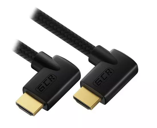 Кабель HDMI 1m v2.0 (Greenconnect) черный, УГЛОВЫЕ разъемы (GCR-52312)