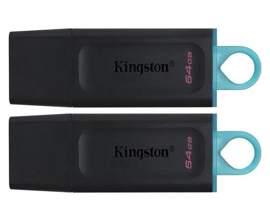 USB Flash-накопитель 64Gb USB 3.2 (KINGSTON, DataTraveler Exodia) Black/Teal, упаковка 2шт (DTX/64GB-2P)