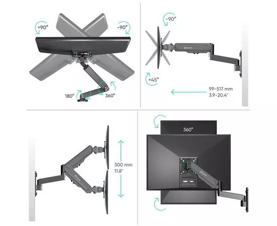 Кронштейн 13"-34" 4 ст. свободы, (ONKRON, G150) черный (ONKRON G150 BLACK), фото 3