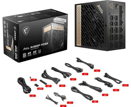 Блок питания 1300W (MSI, MEG Ai1300P PCIE5) (306-7ZP4A11-CE0), фото 3