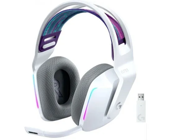 Наушники с микрофоном Logitech G733 LIGHTSPEED Wireless RGB Gaming Headset, белый (981-000883), фото 4