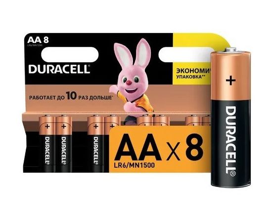 Батарейка (размер AA, LR6) DURACELL - упаковка 8шт, цена за 8шт (DR LR6/8BL CN)