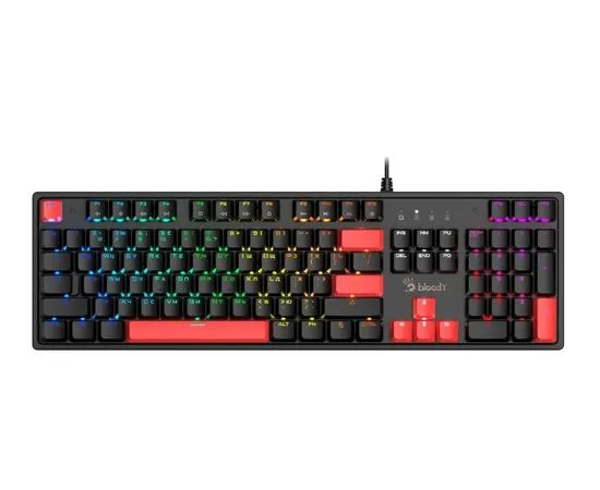 Клавиатура A4 Tech Bloody S510N, USB Multimedia Gamer LED, черный, Цвет: Чёрный/Красный