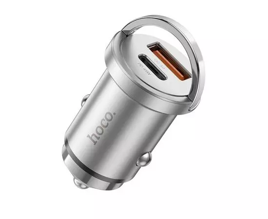 Автомобильное зарядное устройство HOCO NZ10 Handy, USB A+C, QC3.0, PD (45W), серебристый (6942007601825)