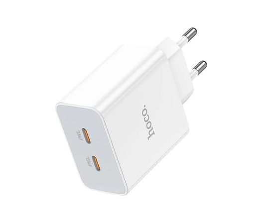 Зарядное устройство HOCO C108A Leader, USB C+С, PD (35W), QC3.0, белый (6931474784438)