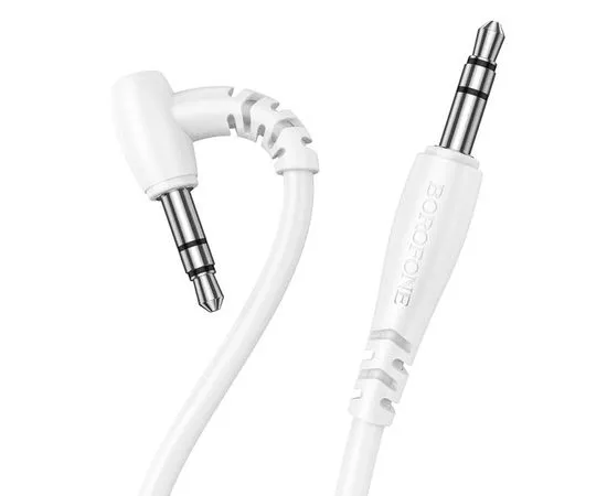 Кабель Audio AUX 3.5мм (m) -> 3.5мм (m) 1м (Borofone, BL10) угловой, белый (6974443382174), фото 2