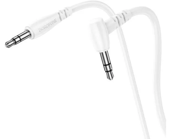 Кабель Audio AUX 3.5мм (m) -> 3.5мм (m) 1м (Borofone, BL10) угловой, белый (6974443382174)