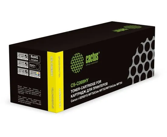 Картридж Canon 069HY Yellow, желтый (Cactus) (CS-C069HY)