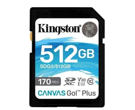 Карта памяти SDXC 512Gb Class 10 UHS-I U3 (Kingston Canvas Go Plus) (SDG3/512GB)