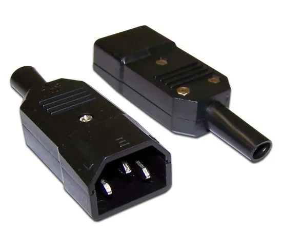 Вилка C14 10A 250V прямая разборная черная (Lanmaster) (LAN-IEC-320-C14)