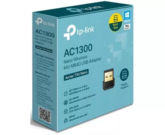 Сетевая карта WiFi (USB) TP-Link ARCHER T3U Nano AC1300, фото 3
