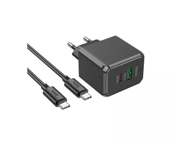 Зарядное устройство HOCO CS14A Ocean, USB C, PD (20W), + кабель Type-C - C, черный (6942007603911)