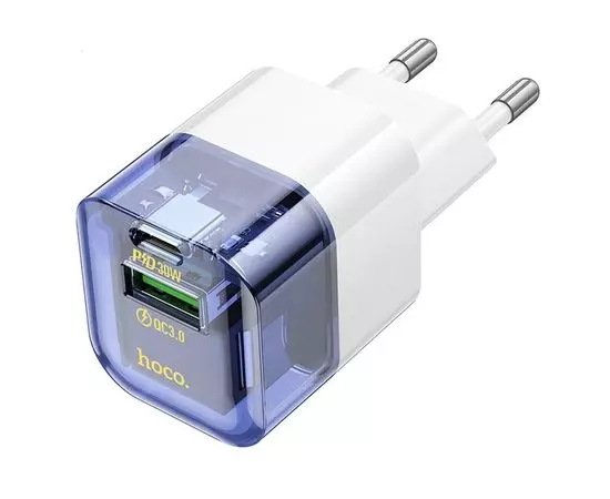 Зарядное устройство HOCO C131A Platinum, USB C, PD (30W), синий (6942007609838)