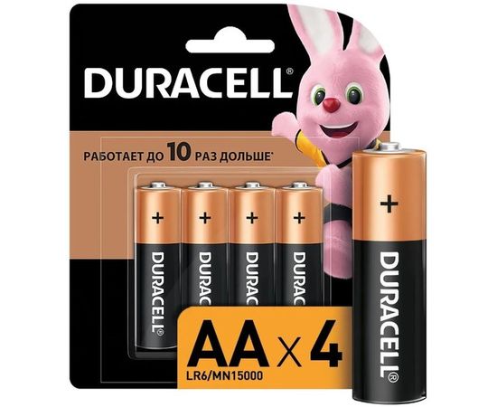 Батарейка (размер AA, LR6) DURACELL - упаковка 4шт, цена за 4шт (DR LR6/4BL CN)