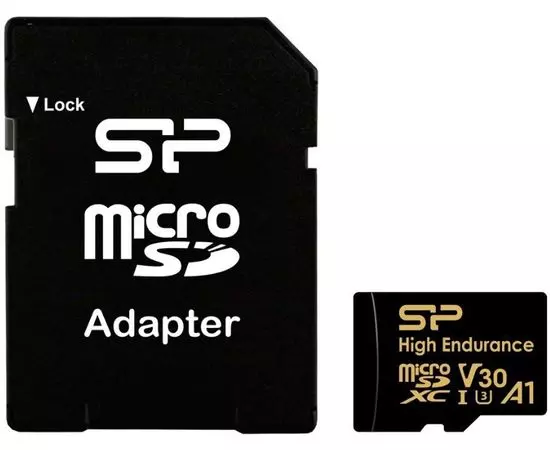Карта памяти MicroSDXC 128Gb Class 10 UHS-I U3 High Endurance без адаптера (Silicon Power, Golden) (SP128GBSTXDV3V1H)