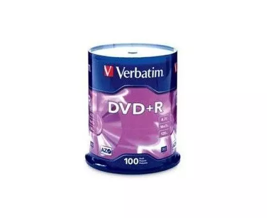 Диск DVD+R 4.7Gb Verbatim 16x Cake 100pcs (43551)