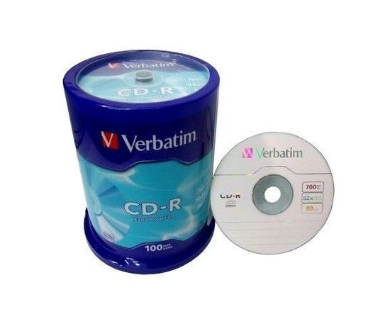 Диск CD-R 700Mb Verbatim 52x Cake 100pcs Extra (43411)