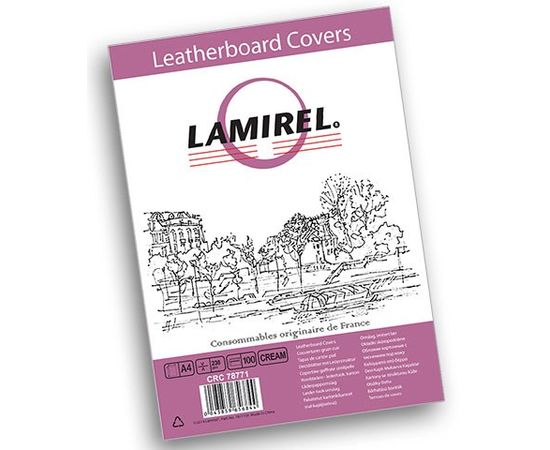 Обложка для переплета A4, 100 шт. с теснением под кожу, кремовый (Lamirel) (LA-78771)